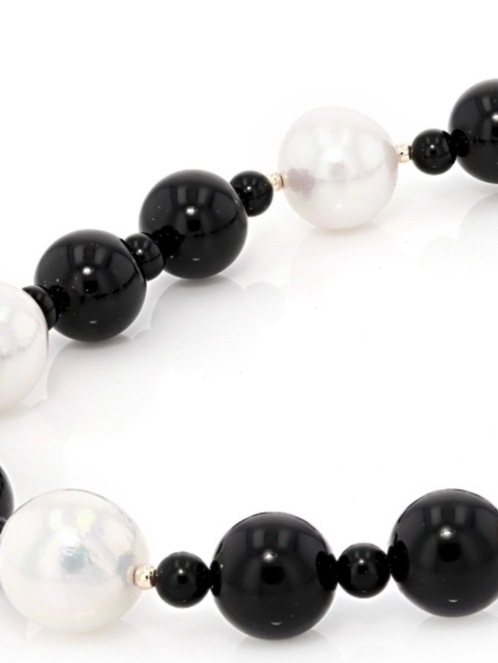 NWT White Cultured Freshwater Pearl & Black Agate 14k Yellow Gold 18” Necklace - Picture 3 of 8